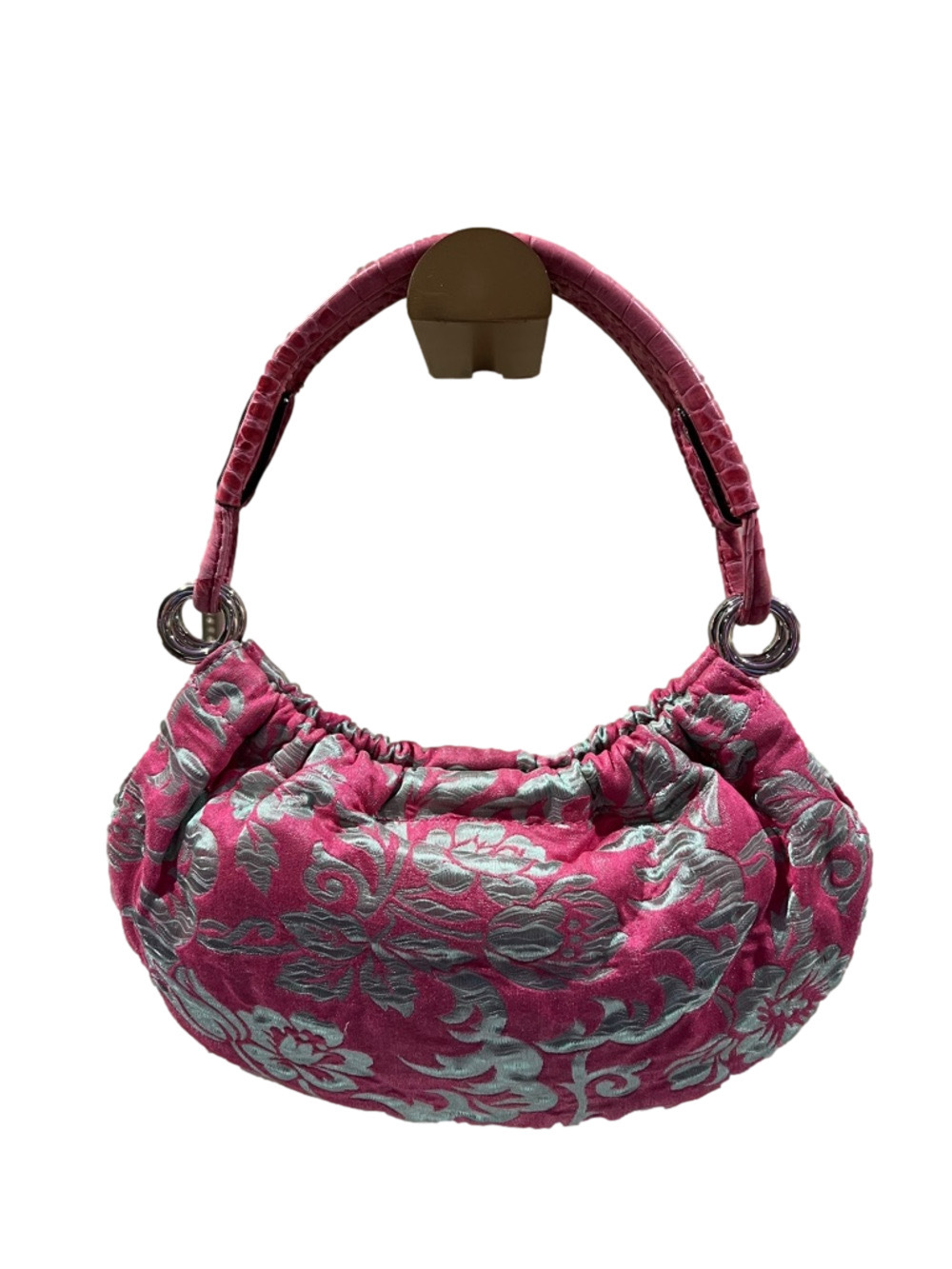 Kate Spade Pink & Silver Brocade Marina Small Hobo Bag Vintage 2005 Her Spring